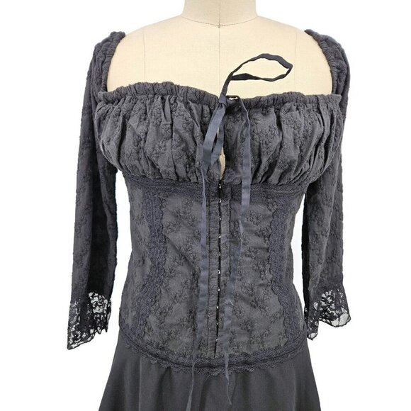 Mistress Rocks Embroidered Mini Dress Womens Large Plus Off Shoulder Black - Picture 3 of 10